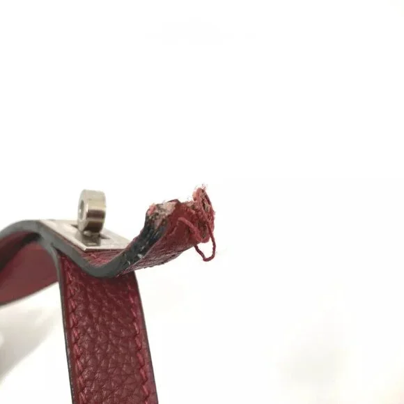 HERMES KellyHardware Pet dog dog dog Lead Leather wine-red/SilverHardware - Picture 4 of 9